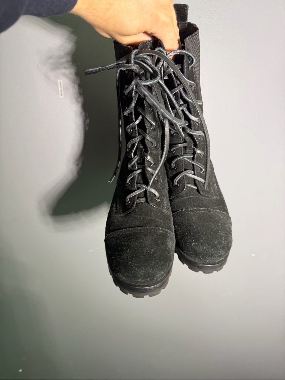 Tory Burch Broome Suede Combat Boot Black Size 8 - Picture 4 of 8